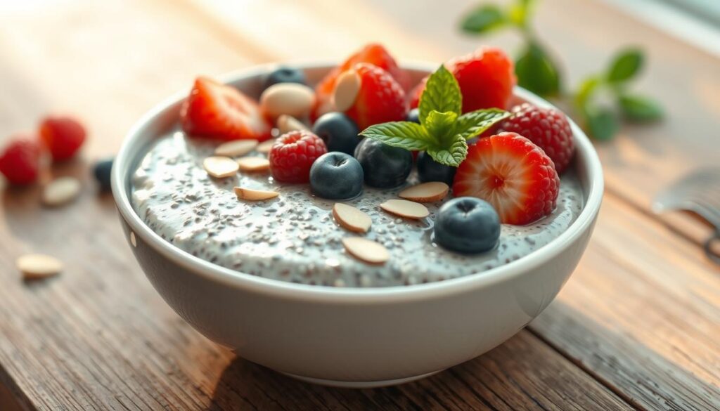 Low-carb breakfast chia seed pudding